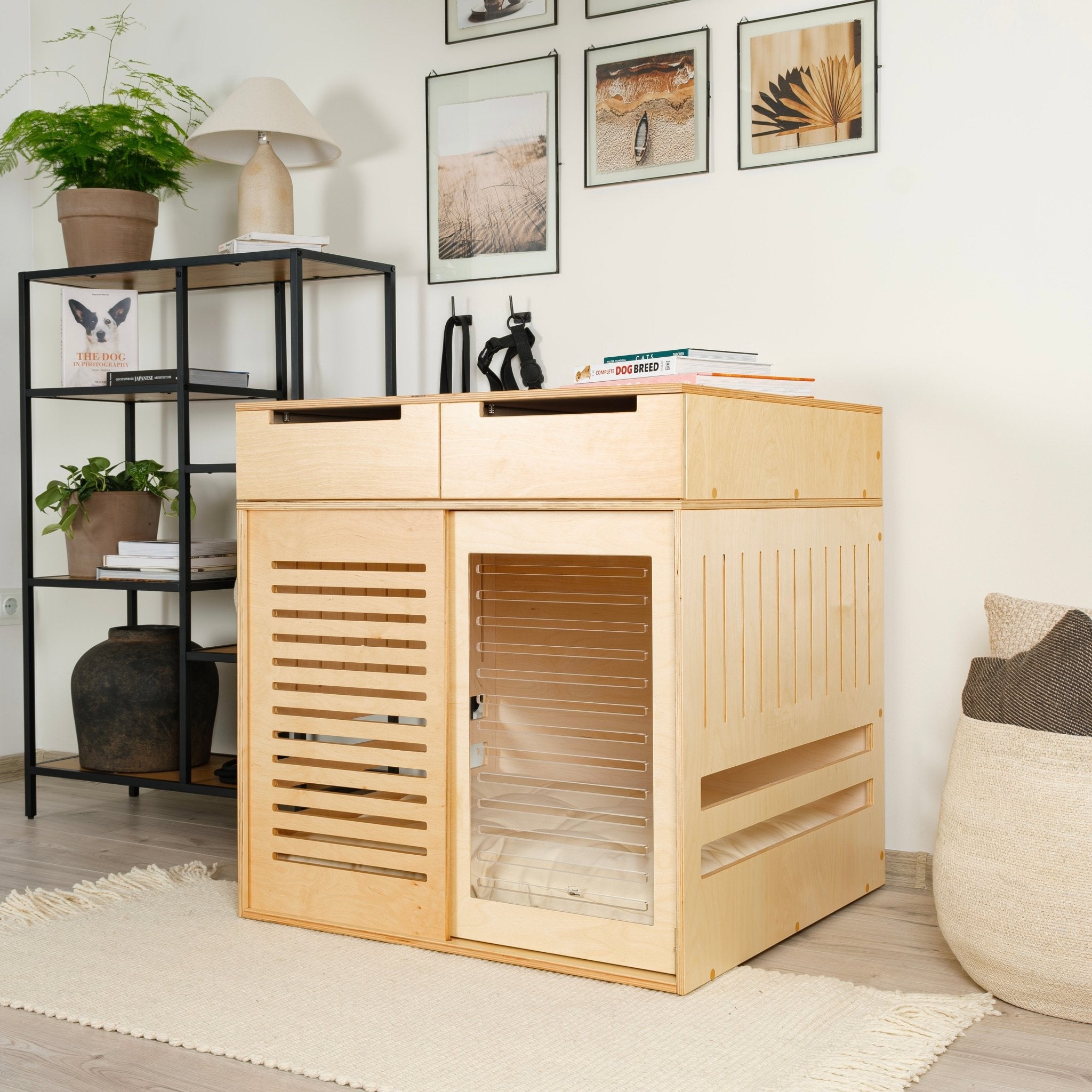Dordrecht Coupe HA with Storage Drawers Modern dog crate PetSo