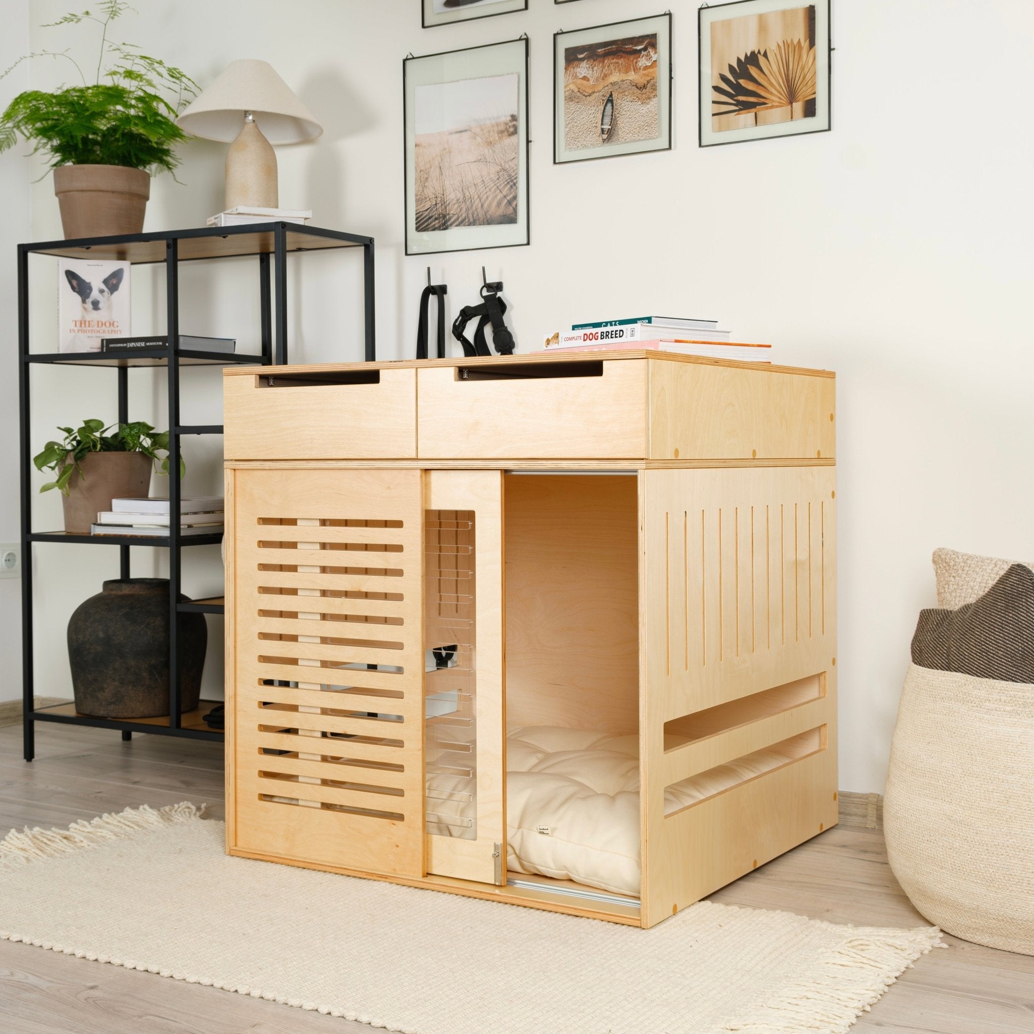 Dordrecht Coupe HA with Storage Drawers Modern dog crate PetSo