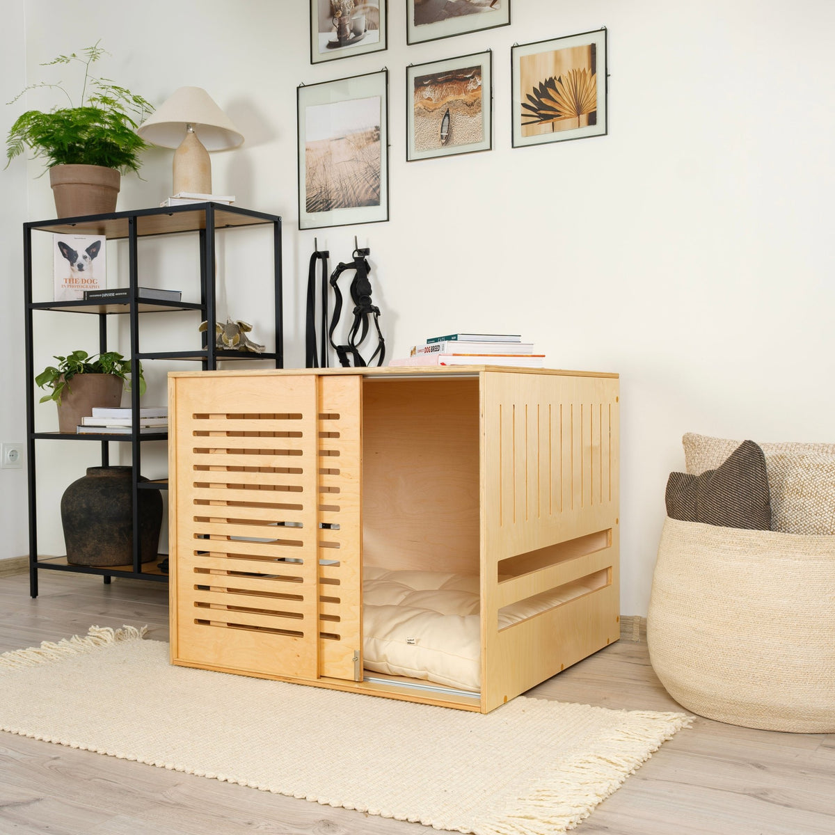Dordrecht Coupe Natural dog crate furniture, angle view